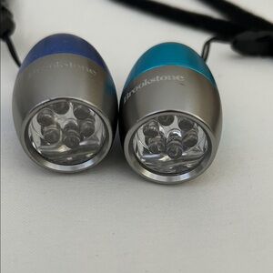 Brookstone Silver and Blue LED Flashlights